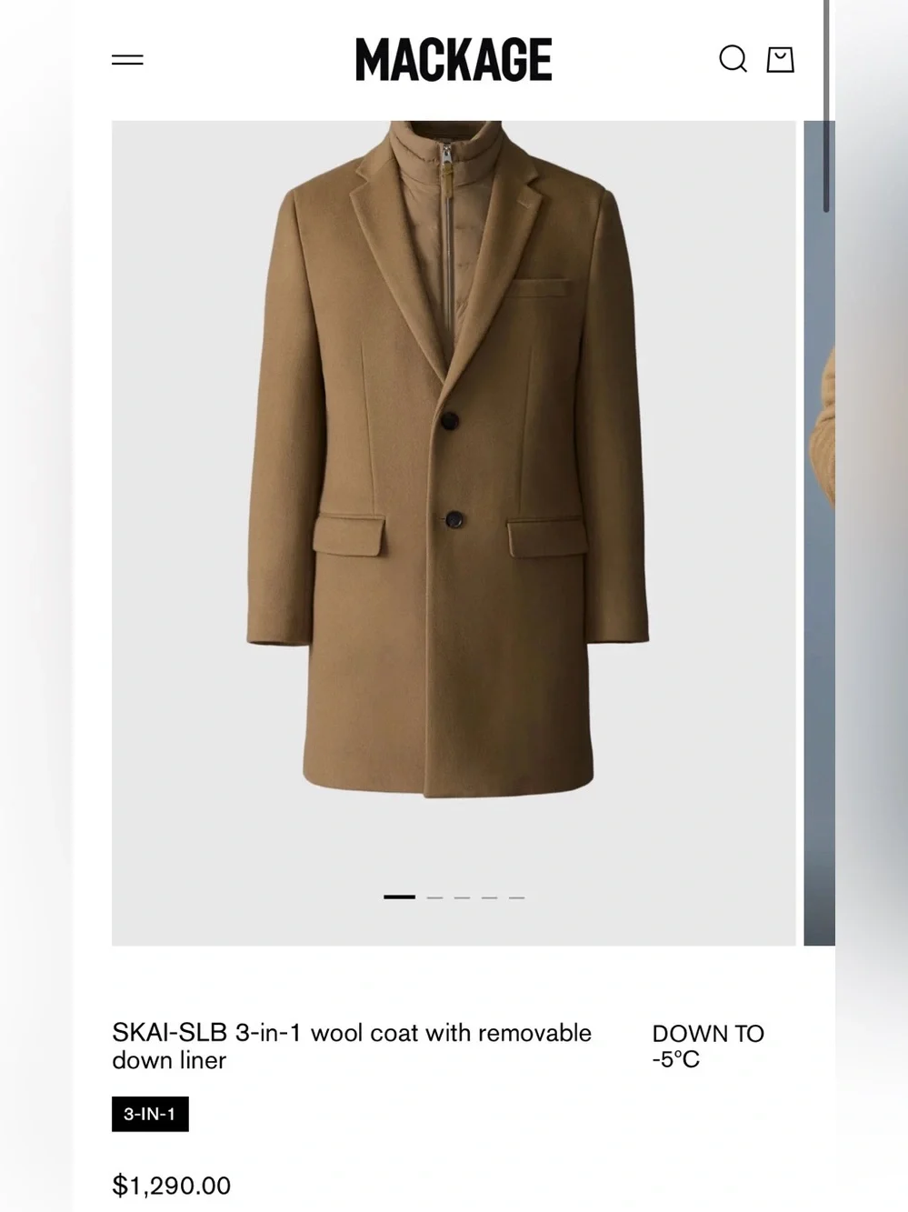 NEW Mackage SKAI-SLB 3-in-1 wool coat with removable down liner